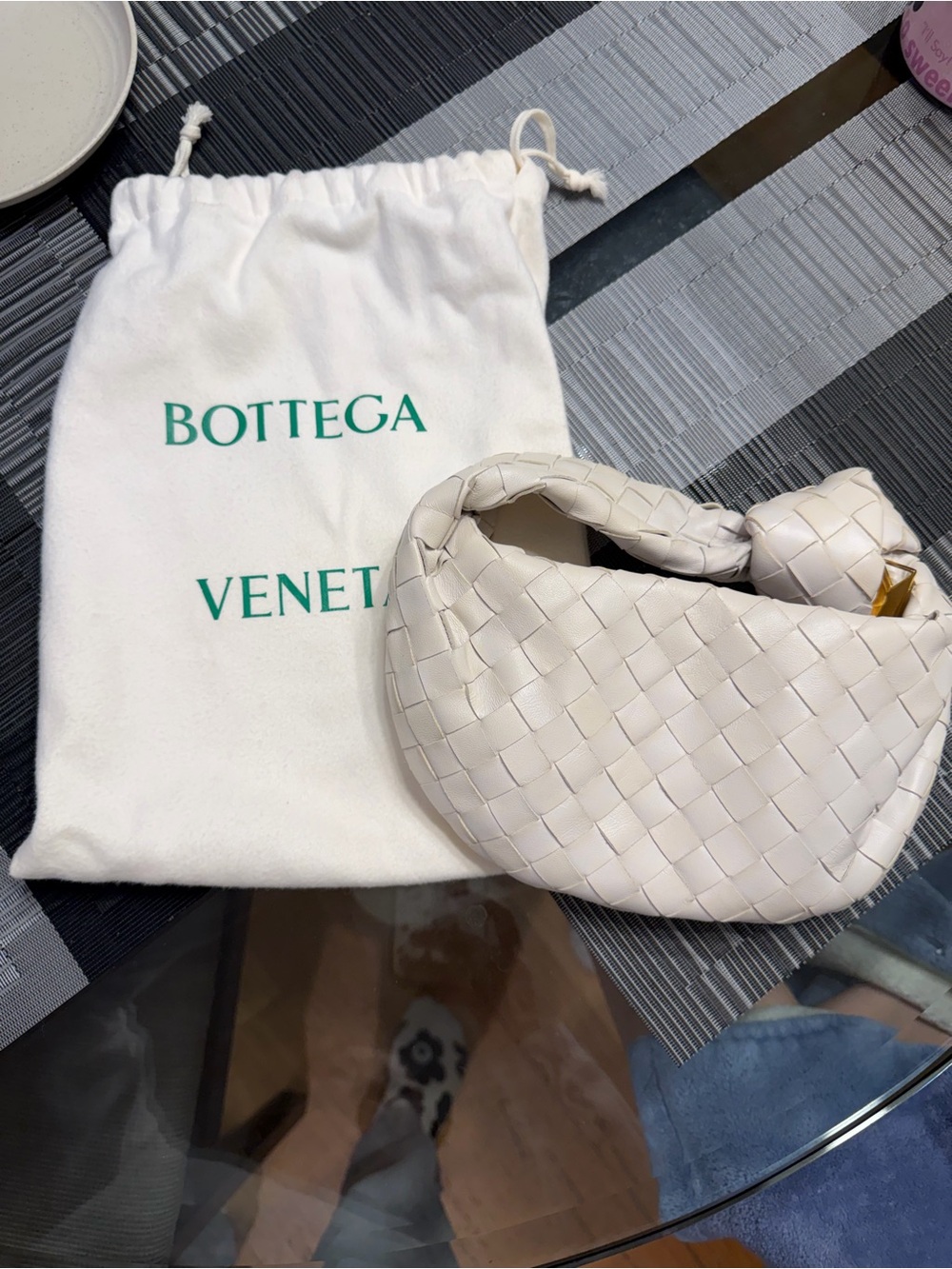 Bottega Veneta Cream Intrecciato Mini Jodie-style Shoulder Bag